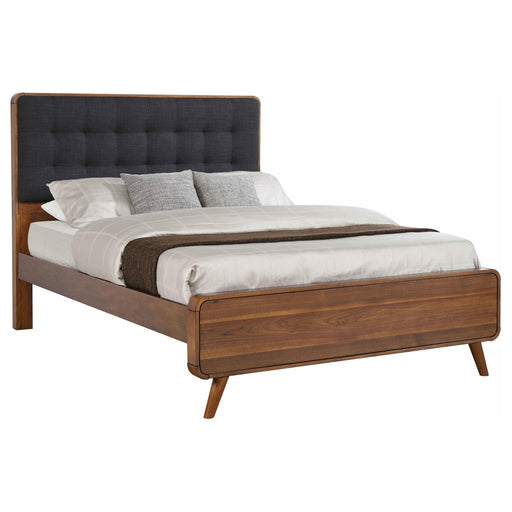 Robyn California King Bed with Upholstered Headboard Dark Walnut image