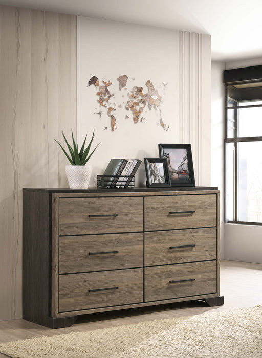 Baker 6-drawer Dresser Brown and Light Taupe image