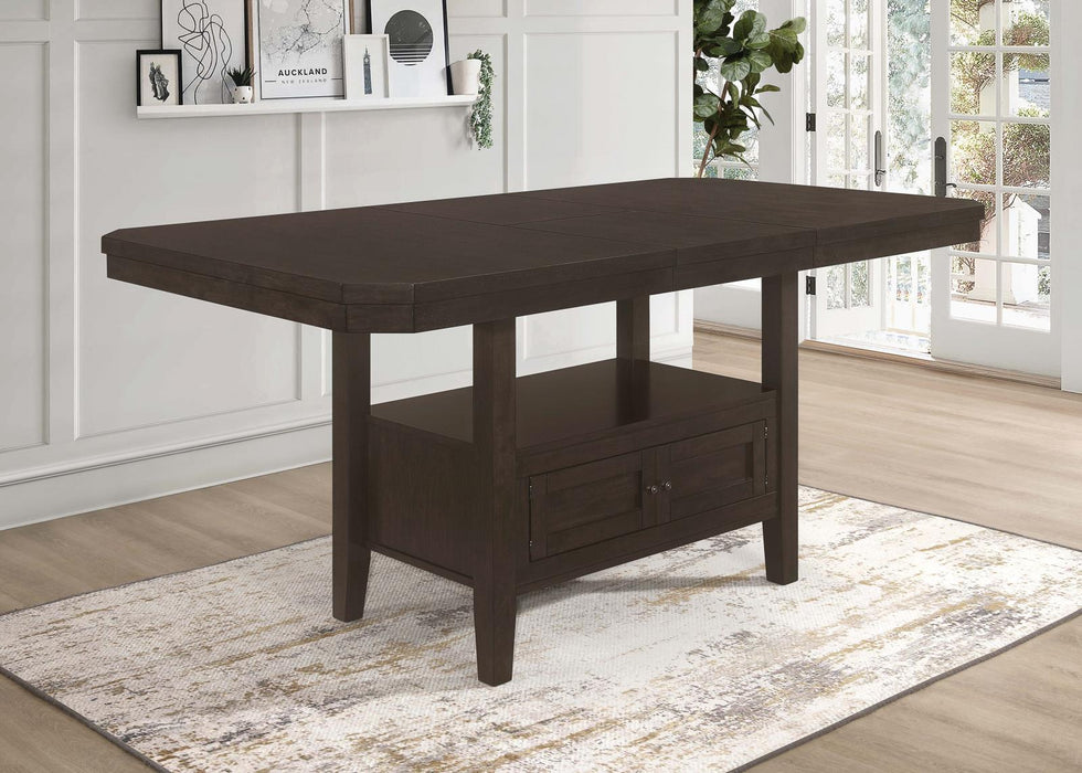 Prentiss Rectangular Counter Height Table with Butterfly Leaf Cappuccino